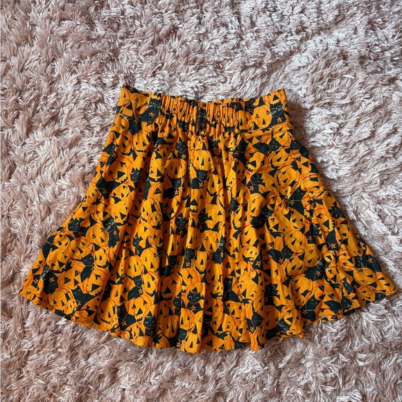 Retrolicious Modcloth Halloween Pumpkin Print Cotton Skater Skirt - Picture 5 of 5